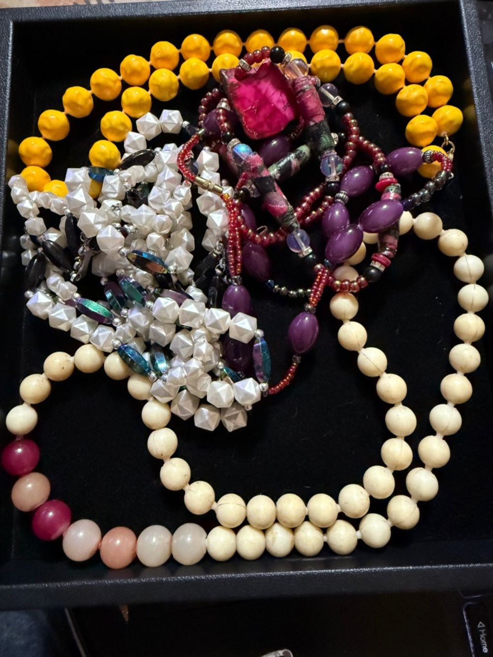 Assorted Women's Beaded Necklace Set - Purple, Yellow, White, Cream 1950s to 199